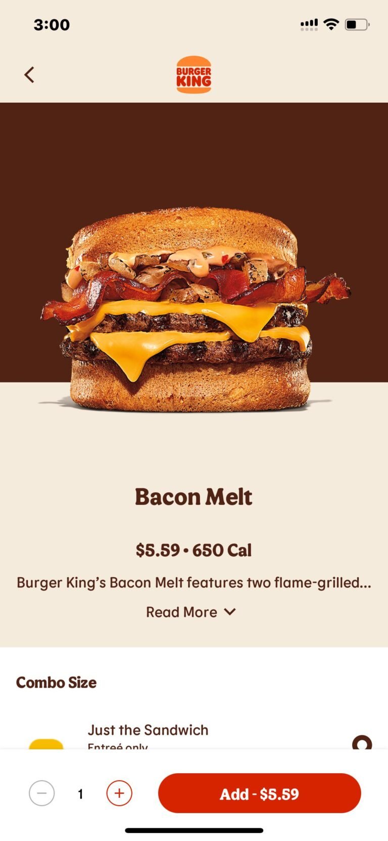 Burger King Melt Calories